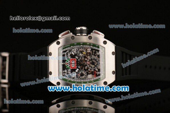 Richard Mille Felipe Massa Flyback Chrono Swiss Valjoux 7750 Automatic Steel Case with Black Rubber Bracelet and Skeleton Dial - Click Image to Close